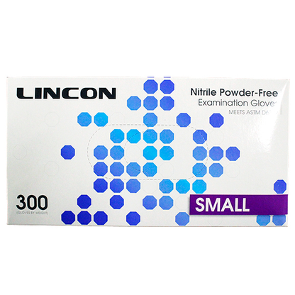 Lincon Nitrile Gloves Examination Powder Free Non Sterile Small 300/Box - Cobalt Blue x20
