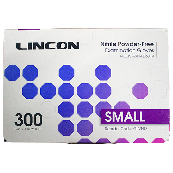 Lincon Nitrile Gloves Examination Powder Free Non Sterile Small 300/Box - Cobalt Blue x20