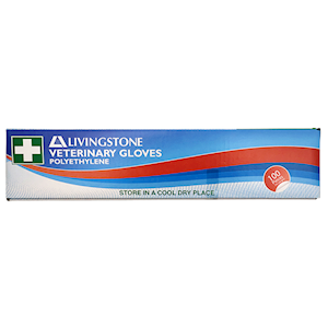 Livingstone Veterinary Gloves Shoulder Length Polyethylene Latex Free 100/Box - Clear x30