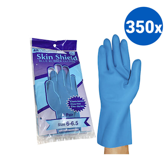 Skin Shield Silver Lined Natural Rubber Gloves Size 6-6.5 - Blue x350