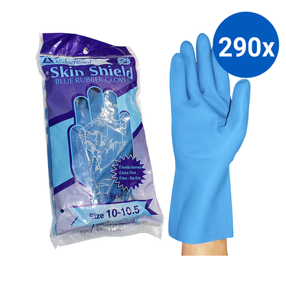 Skin Shield Silver Lined Natural Rubber Gloves Size 10-10.5 Vanilla Scent HACCP 1 Pair/Pack - Blue x290