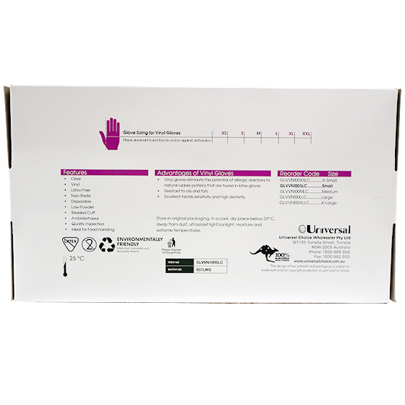 Sofeel Vinyl Gloves Recyclable 4.0g HACCP Low Powder Small 100/Box 1000/Carton - Clear x10