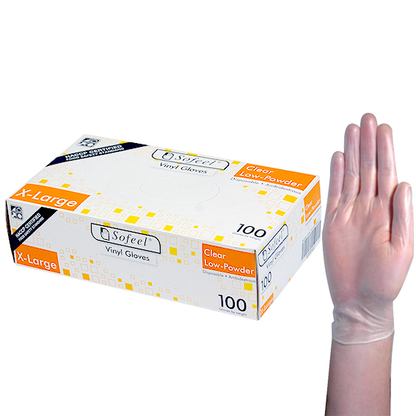 Sofeel Vinyl Gloves Recyclable 5.5g HACCP Grade Low Powder Extra Large 100/Box 1000/Carton - Clear x10