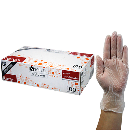 Sofeel Vinyl Gloves Recyclable 5.0g HACCP Grade Powder Free Large 100/Box - Clear x85