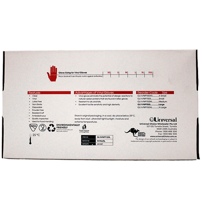 Sofeel Vinyl Gloves Recyclable 5.0g HACCP Grade Powder Free Large 100/Box - Clear x85