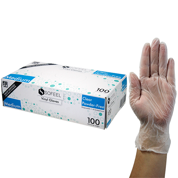 Sofeel Vinyl Gloves Recyclable 4.5g HACCP Grade Powder Free Medium 100/Box - Clear x85