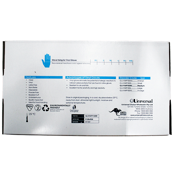 Sofeel Vinyl Gloves Recyclable 4.5g HACCP Grade Powder Free Medium 100/Box - Clear x85