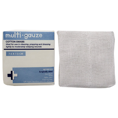 Liv Gauze Swabs 8-Ply 7.5 x 7.5cm 100% Cotton Surgically Clean Non-Sterile 100/Pack - White x150