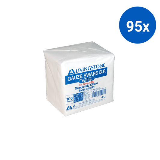 Liv Gauze Swabs 8-Ply 8 x 10cm 100% Cotton Non-Sterile 100 Pcs/Pack - White x95
