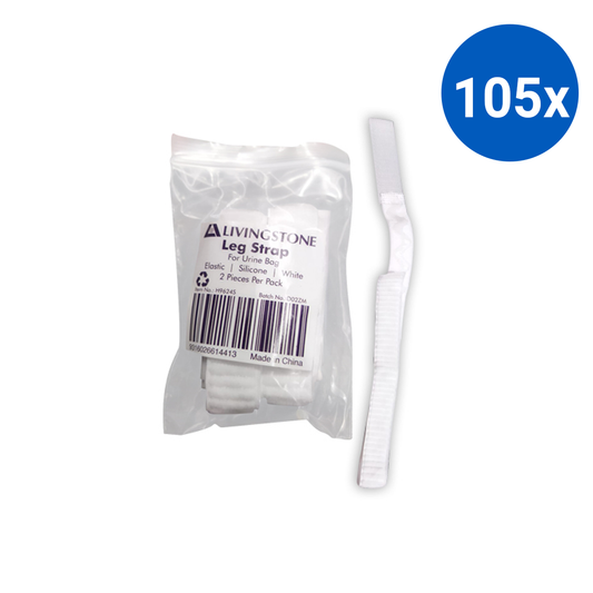 Elastic Silicone Leg Strap for Urine Bag and Catheter Latex Free One Pair - White x105