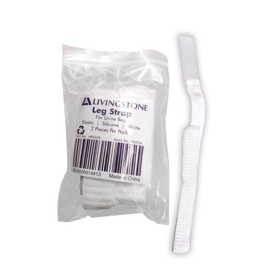 Elastic Silicone Leg Strap for Urine Bag and Catheter Latex Free One Pair - White x105