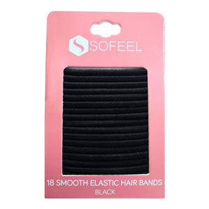 Sofeel Smooth Hair Tie Elastic Bands 18 Pieces/Card - Black x55