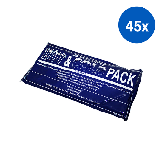 Livingstone Hot and Cold Pack 15 x 30cm 400g Reusable - Clear Non-Staining Gel x45