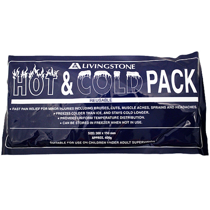 Livingstone Hot and Cold Pack 15 x 30cm 400g Reusable - Clear Non-Staining Gel x45