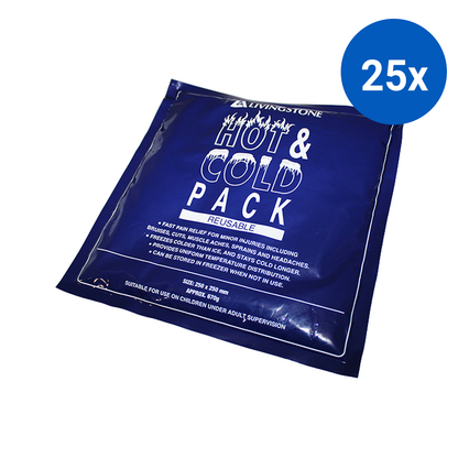 Livingstone Hot and Cold Pack 25 x 25cm 670g Reusable Non-Staining Gel - Clear x25