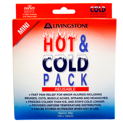 Livingstone Hot and Cold Pack 10 x 12cm 65g Mini Reusable - Clear Non-Staining Gel x125