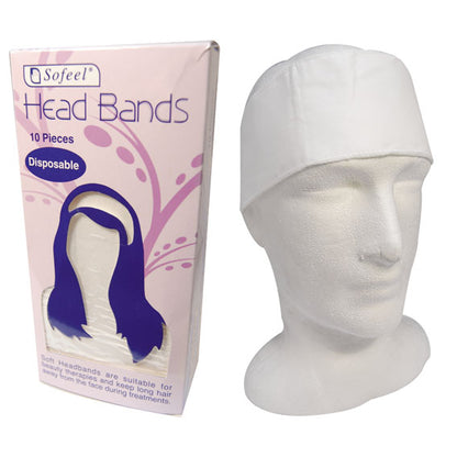 Sofeel Headbands Cotton Cloth with Adjustable Easy Fastening 7.5x65cm 10/Pack - White x35