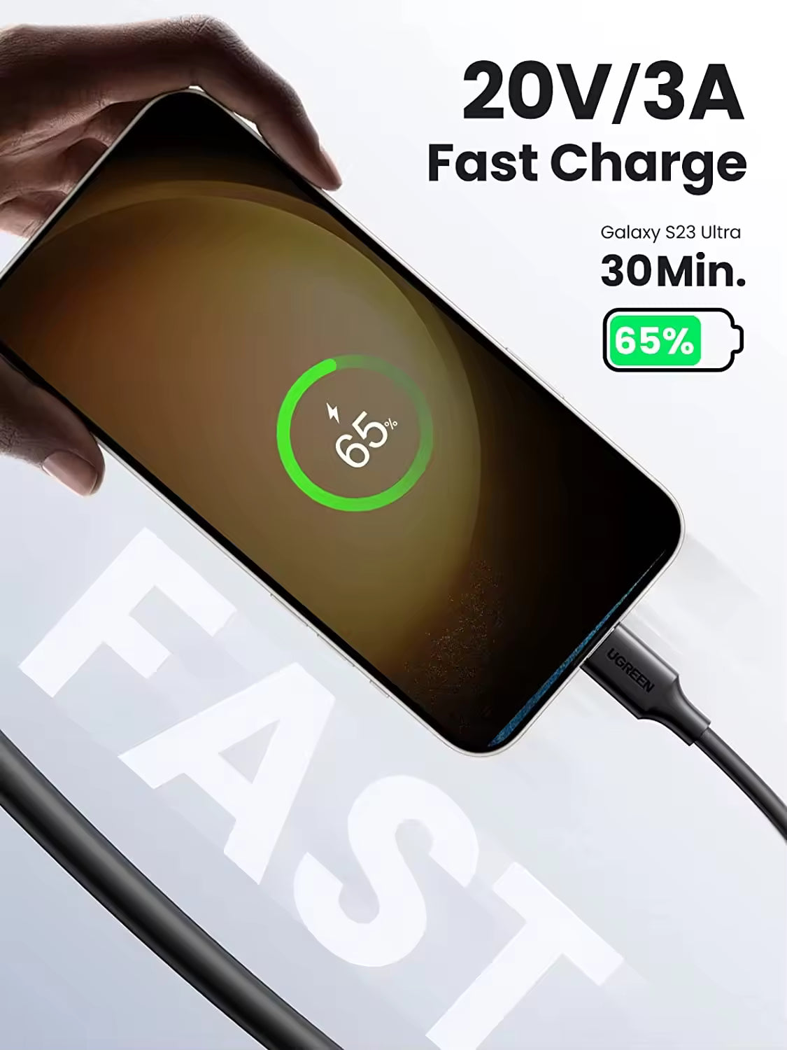 UGREEN USB-C to USB-C 2.0 3A Cable 3m Black