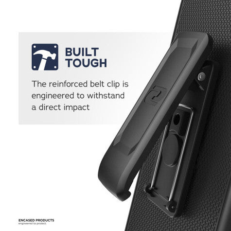 Encased Falcon Case Built-in Screen Guard iPhone 12/12 Pro with Belt Clip Holster - Black