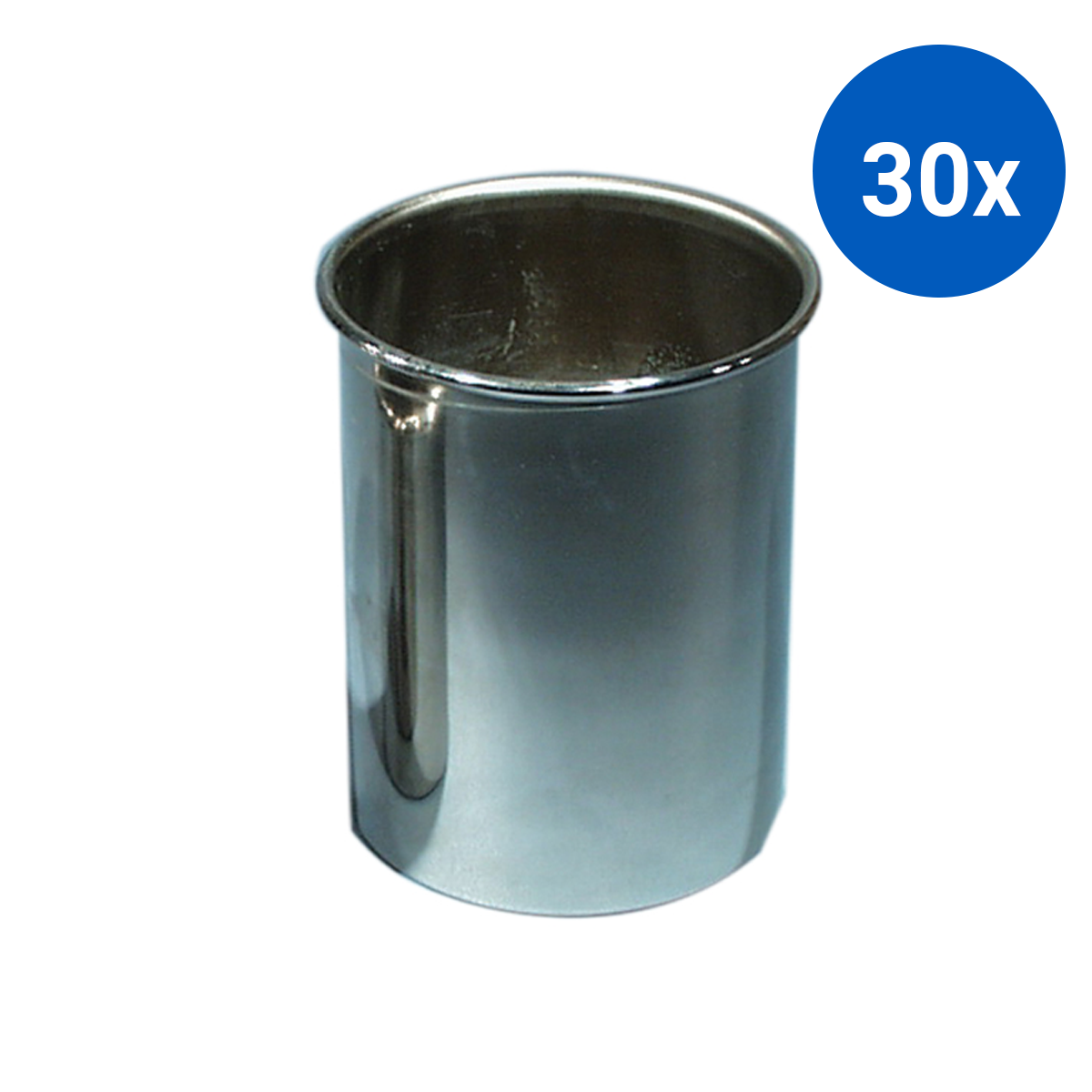 CaloRimeter Cup 50mm Diameter x 75mm Height Rolled Rim Nickel Plated 50g - Silver x30