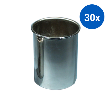 CaloRimeter Cup 50mm Diameter x 75mm Height Rolled Rim Nickel Plated 50g - Silver x30