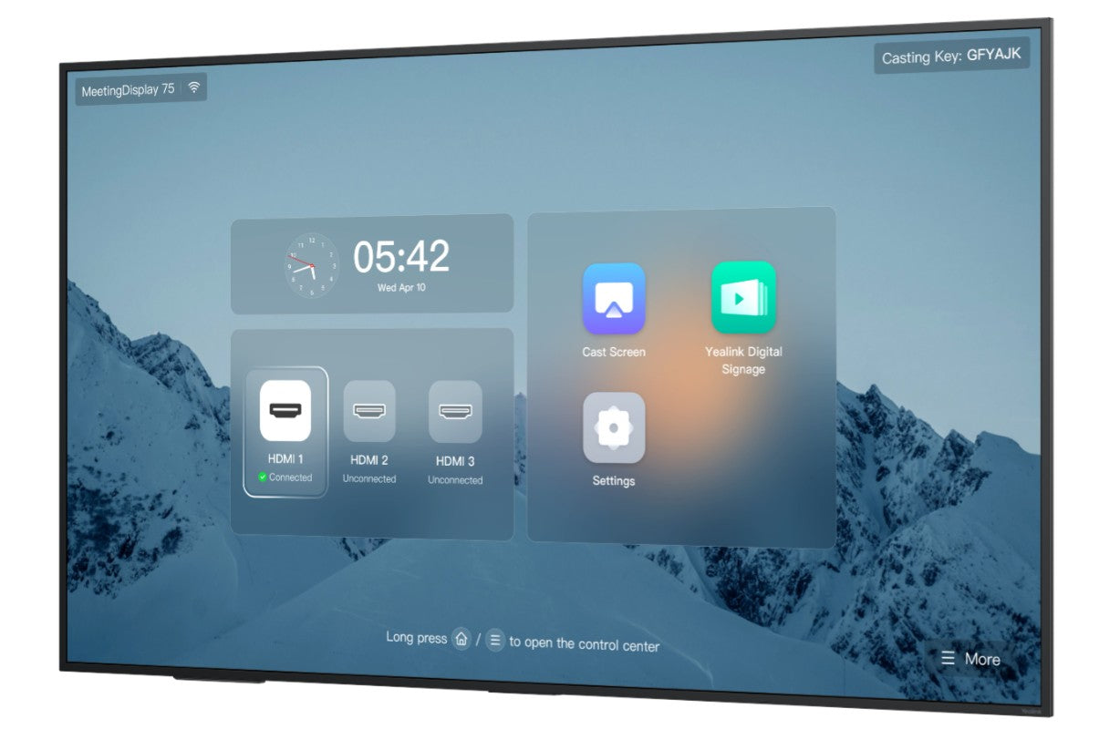 Yealink A40‑031 MeetingBar Kit + MD75 75" 4K MeetingDisplay with CTP25 Touch Panel & Wireless Casting