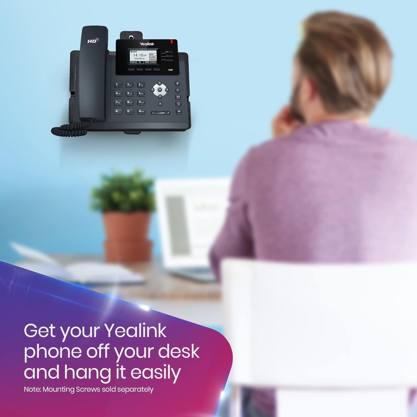 Yealink WMB‑T40/T41/T42‑WB Wall Mount Bracket for Yealink iP Phones