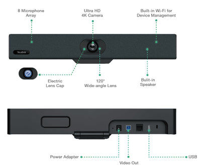Yealink UVC34 All‑in‑One USB Video Bar for Small & Huddle Rooms