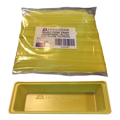 Livingstone Medical Injection Tray 280ml 20x7x3cm Recyclable Polystyrene Disposable 100/Bag 1000/Carton - Yellow x5