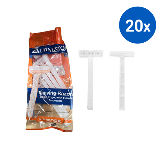 Livingstone Disposable Shaving Razors 5/Bag 20 Bags/Box - White x20