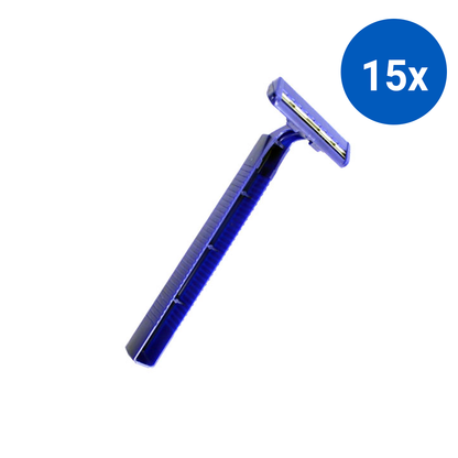 Livingstone Disposable Ultra Sharp Shaving Razors Twin Blade with Handle 5/Bag 100/Box - Blue x15