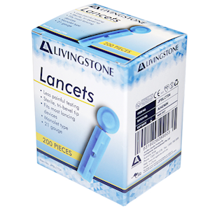 Livingstone Plastic Lancet Autolet Glucolet Monolet 21Gx1.8MM Stainless Tip 200/Box - White x20