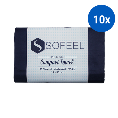 Sofeel Premium Compact Hand Towel Interleaved Biodegradable Paper 30 x 19cm 90/Pack 2160/Carton - White x10