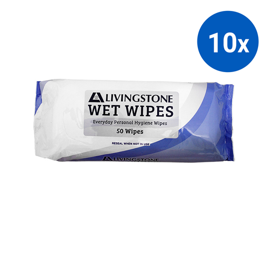 Livingstone Wet Cleansing Wipes Adult 50 in Soft Resealable Pack 12 Packs/Carton - Red x10