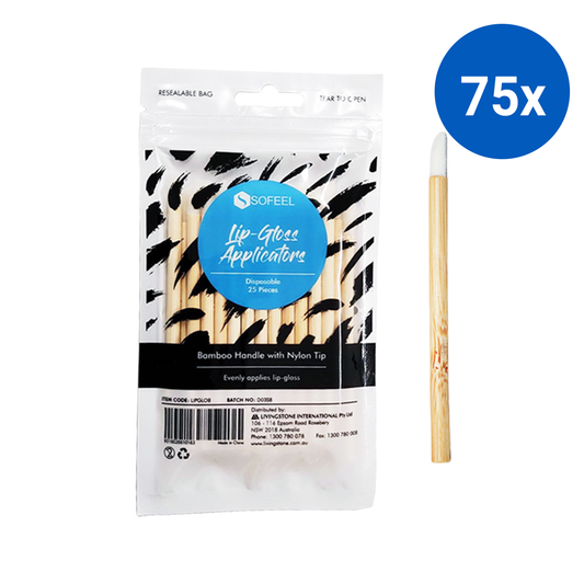 Sofeel Lip Gloss Applicator Bamboo 4.5mm x 90mm Disposable 25/Pack - Brown x75