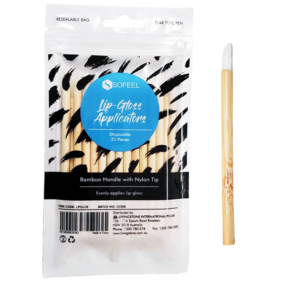 Sofeel Lip Gloss Applicator Bamboo 4.5mm x 90mm Disposable 25/Pack - Brown x75