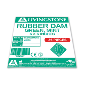 Livingstone Dental Rubber Dam Mint Flavoured Medium 6 x 6 Inches 36/Pack - Green x25