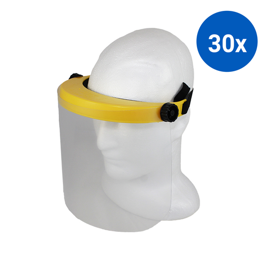 Livingstone Full Face Shield 29.7 x 17.4cm Liftable Clear Polycarbonate Visor - Yellow x30