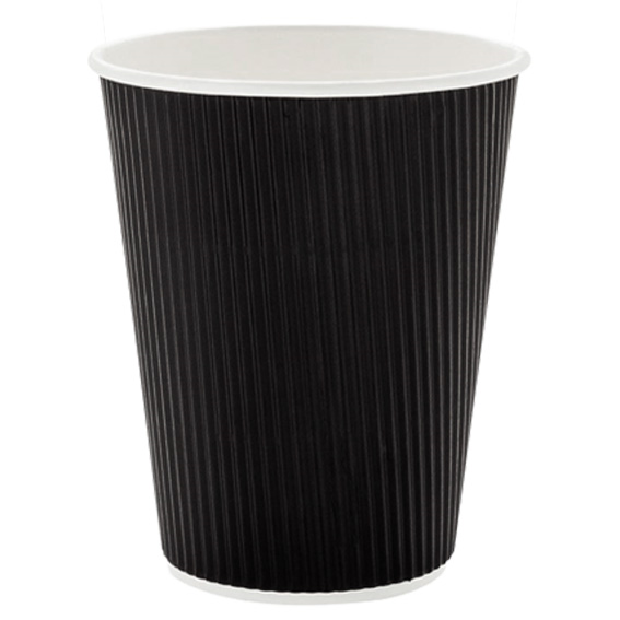 Livingstone Corrugated Paper Cup 237ml or 8oz Hot & Cold 25/Pack 500/Carton - Black x10