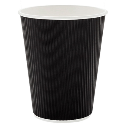 Livingstone Corrugated Paper Cup 237ml or 8oz Hot & Cold 25/Pack 500/Carton - Black x10