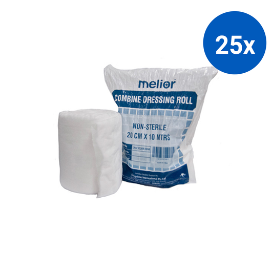 Melior Combine Dressing Roll 20cm x 10m Nonwoven Non-Sterile 1 Roll/Bag - White x25