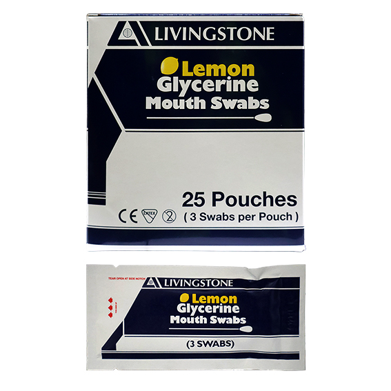 Livingstone Lemon Glycerine Mouth Swabs 3 Pcs/Sachet 25 Sachet/Box - Lemon x35