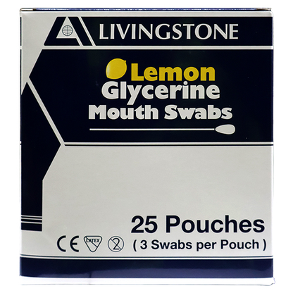 Livingstone Lemon Glycerine Mouth Swabs 3 Pcs/Sachet 25 Sachet/Box - Lemon x35