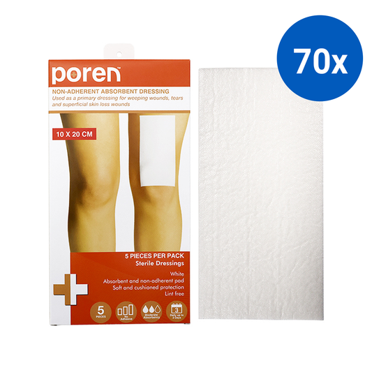 Poren Non-Adherent Absorbent Dressing 10 x 20cm Sterile 5/Pack - White x70