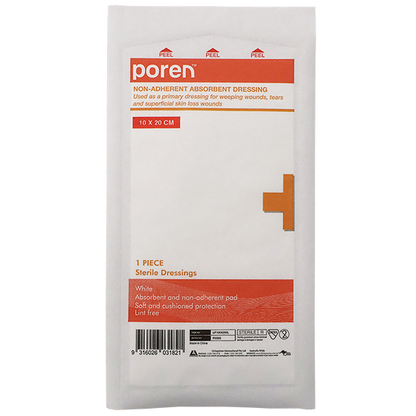 Poren Non-Adherent Absorbent Dressing 10 x 20cm Sterile 5/Pack - White x70