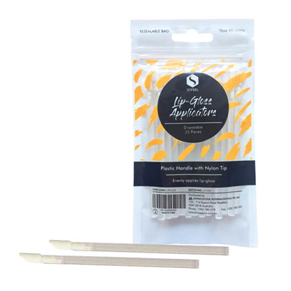 Sofeel Lip Gloss Applicators Large Nylon Tip 5mm Diameter 25/Pack - Clear Handle x130