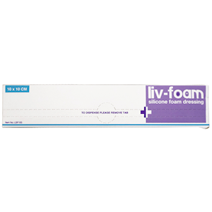Livingstone Silicone Foam Dressing 10 x 10cm Self Adherent with Adhesive Border 5/Box - Brown x15