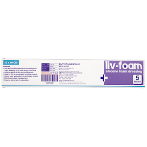 Livingstone Silicone Foam Dressing 10 x 10cm Self Adherent with Adhesive Border 5/Box - Brown x15
