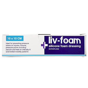 Livingstone Liv-Foam Silicone Foam Adherent Dressing 10 x 10cm Borderless 5 Pieces/Box - Brown x15