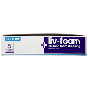 Livingstone Liv-Foam Silicone Foam Adherent Dressing 10 x 10cm Borderless 5 Pieces/Box - Brown x15